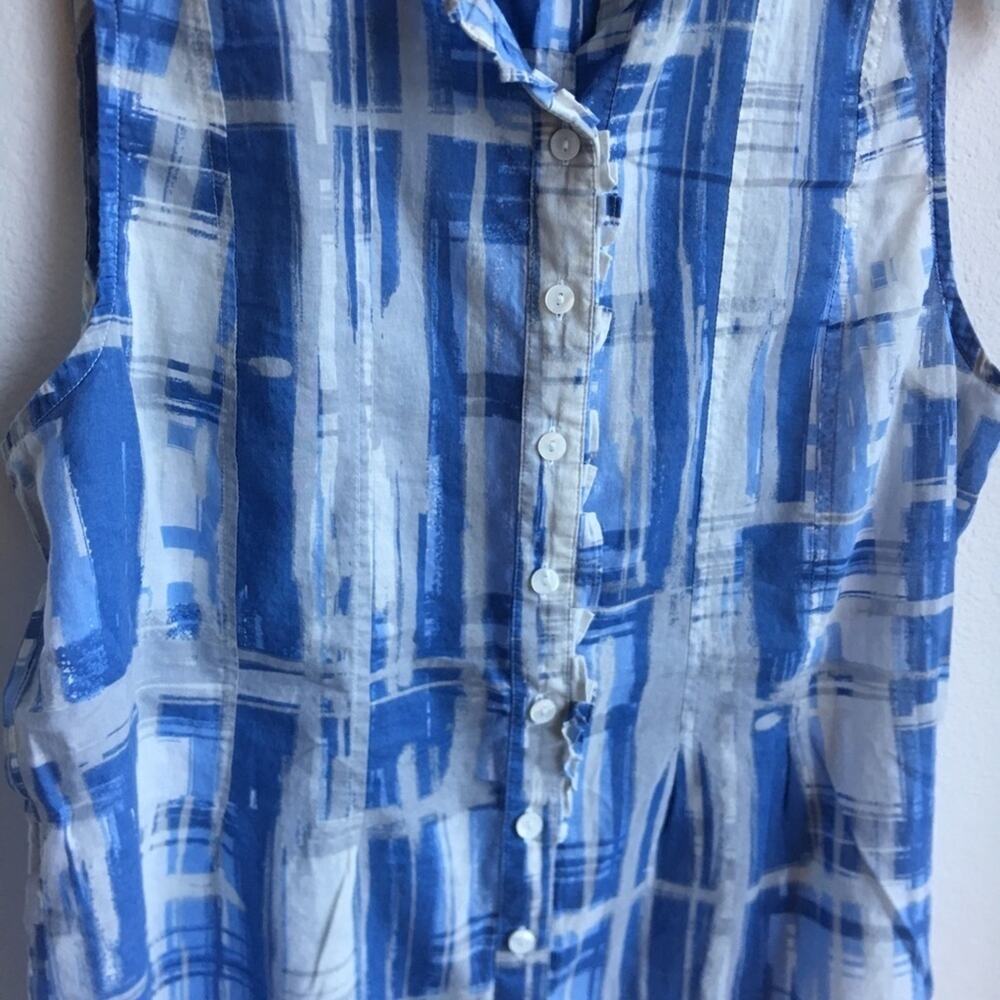 Coldwater Creek Sleeveless Button-Up No Iron Tank Watercolor Tie Due Large P - Picture 4 of 5